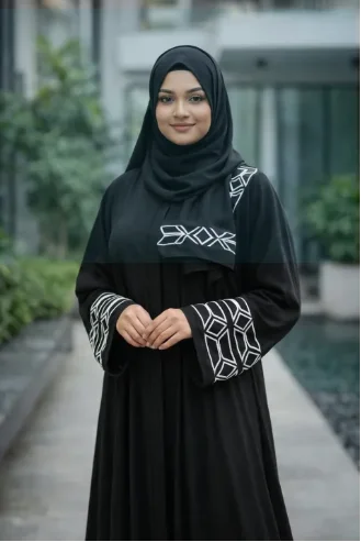 Button Borkha For Women - Original Dubai Cherry Fabric Borkha